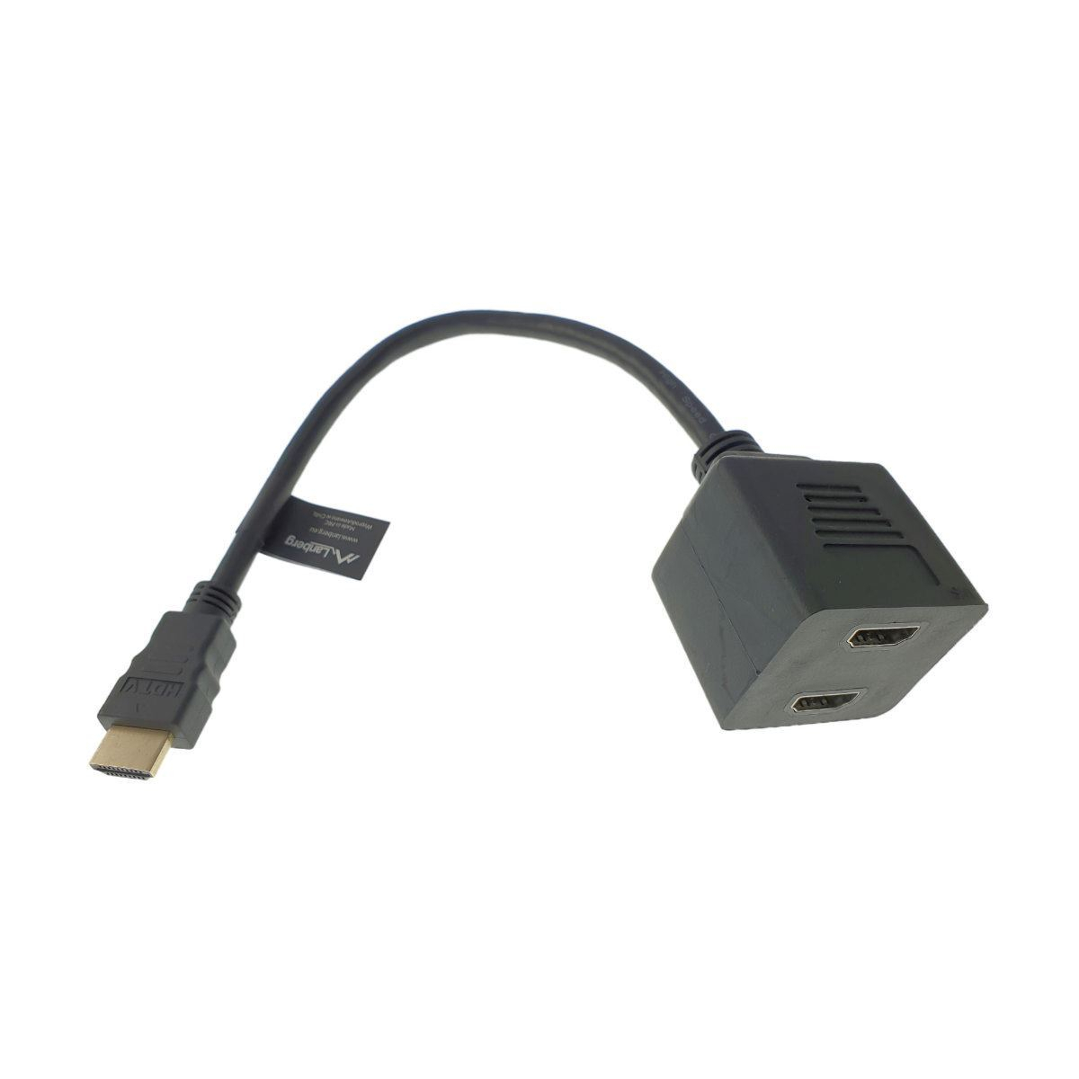 Adaptor Lanberg splitter HDMI AM tata la 2 porturi HDMI AF mama cu cablu 20cm,negru [4]