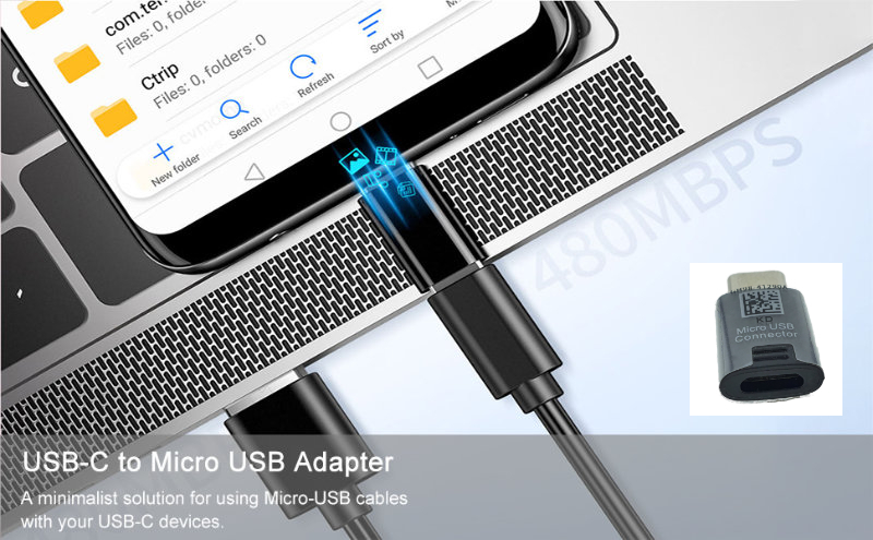 Adaptor microUSB mama la USB tip C tata, pentru Samsung GH98-41290A, negru [6]