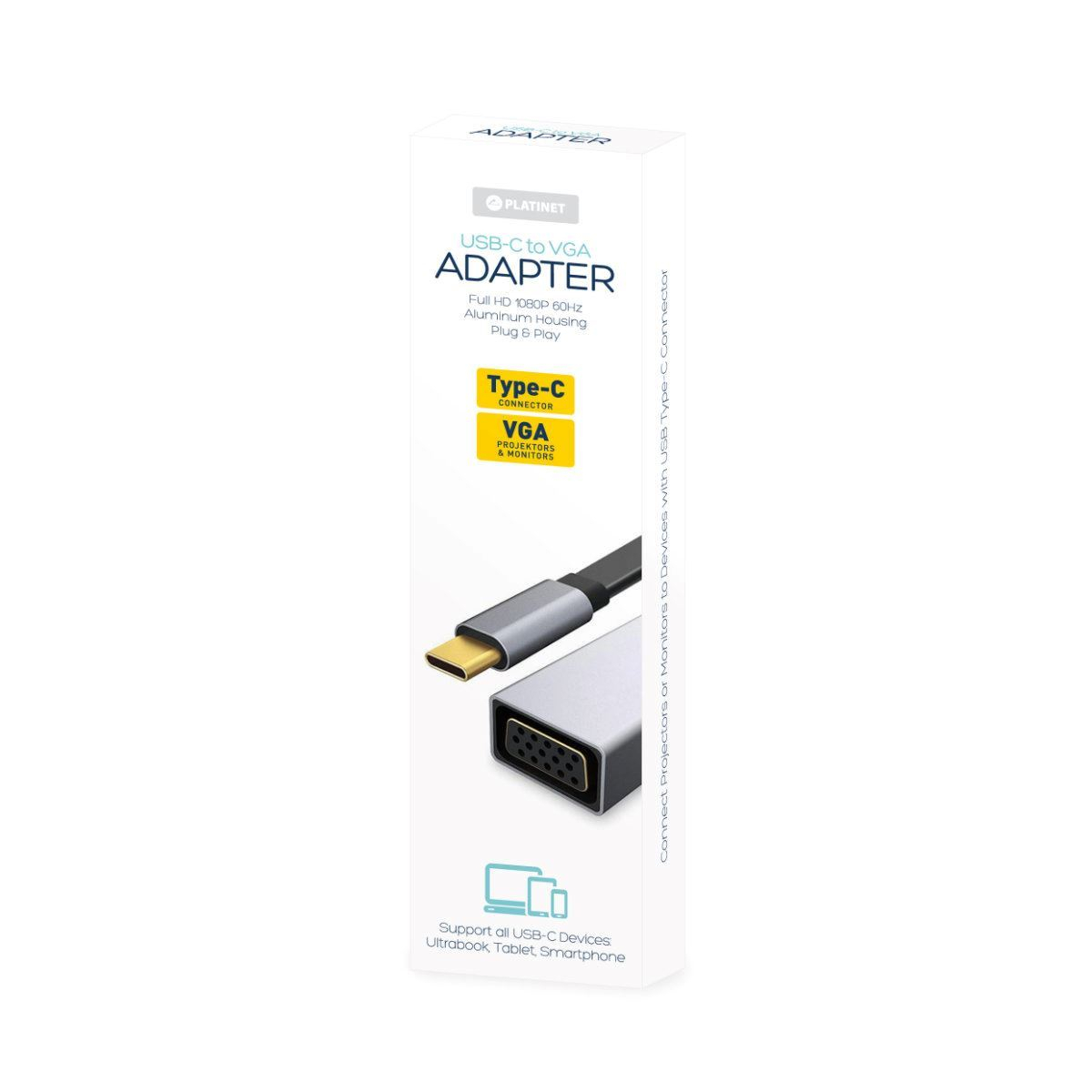 Adaptor multimedia Platinet 44711,USB tip C la VGA,1080p 60Hz [10]