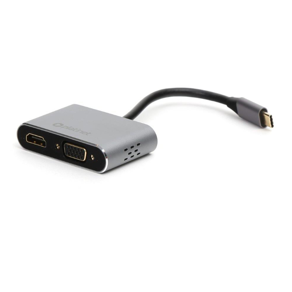 Adaptor multimedia USB tip C tata la HDMI mama si VGA mama, Platinet 45224, rezolutie maxima HDMI 4K la 30 Hz si VGA Full HD 1080p la 60 Hz [9]