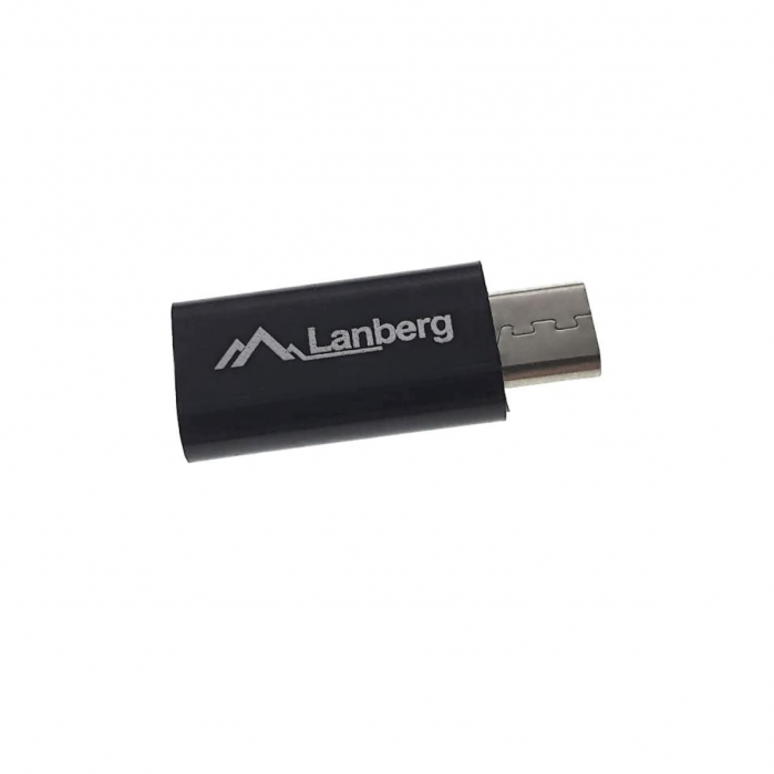 Adaptor OTG Lanberg 41852, USB tip C mama la microUSB 2.0 tata, date si incarcare, negru [2]