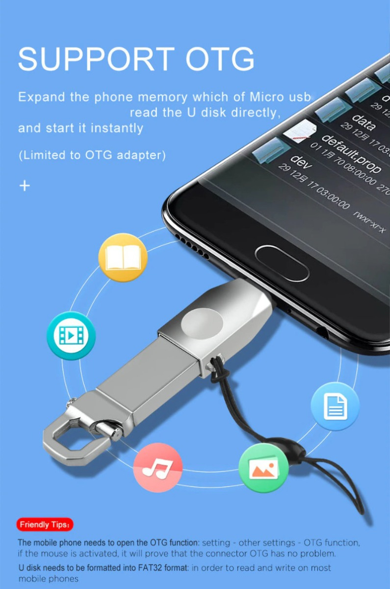 Adaptor OTG microUSB tata la USB 3.0 mama, HOCO UA10, carcasa aliaj de zinc, cu snur elastic, argintiu [17]