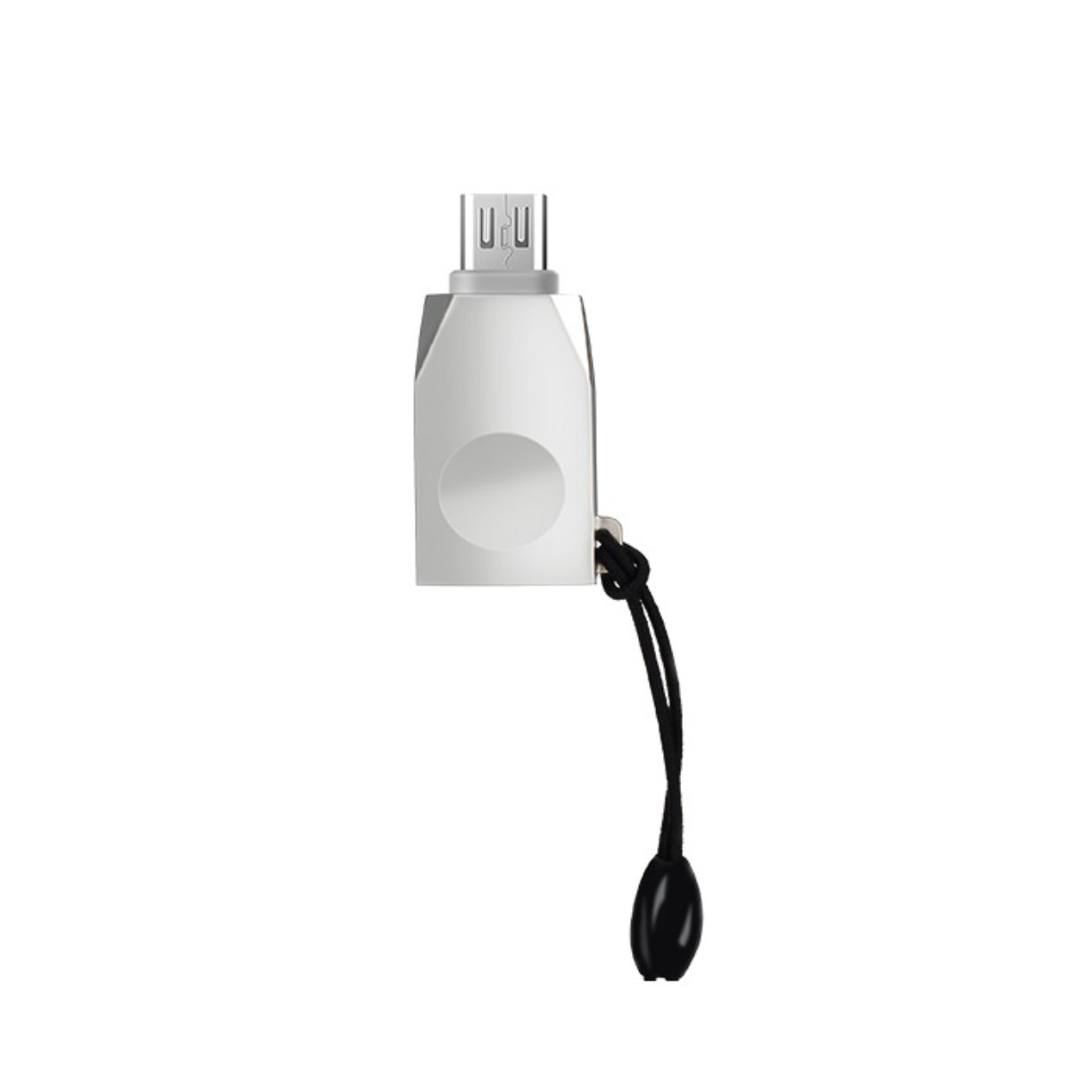 Adaptor OTG microUSB tata la USB 3.0 mama, HOCO UA10, carcasa aliaj de zinc, cu snur elastic, argintiu [2]