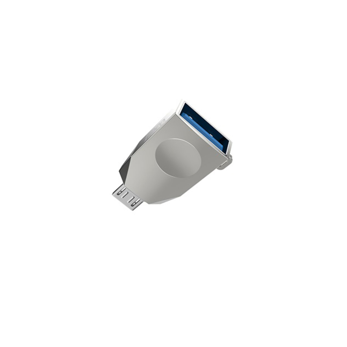 Adaptor OTG microUSB tata la USB 3.0 mama, HOCO UA10, carcasa aliaj de zinc, cu snur elastic, argintiu [13]