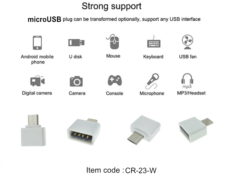 Adaptor OTG USB 2.0 mama la microUSB tata, alimentare, conectare si transfer de date, alb [14]