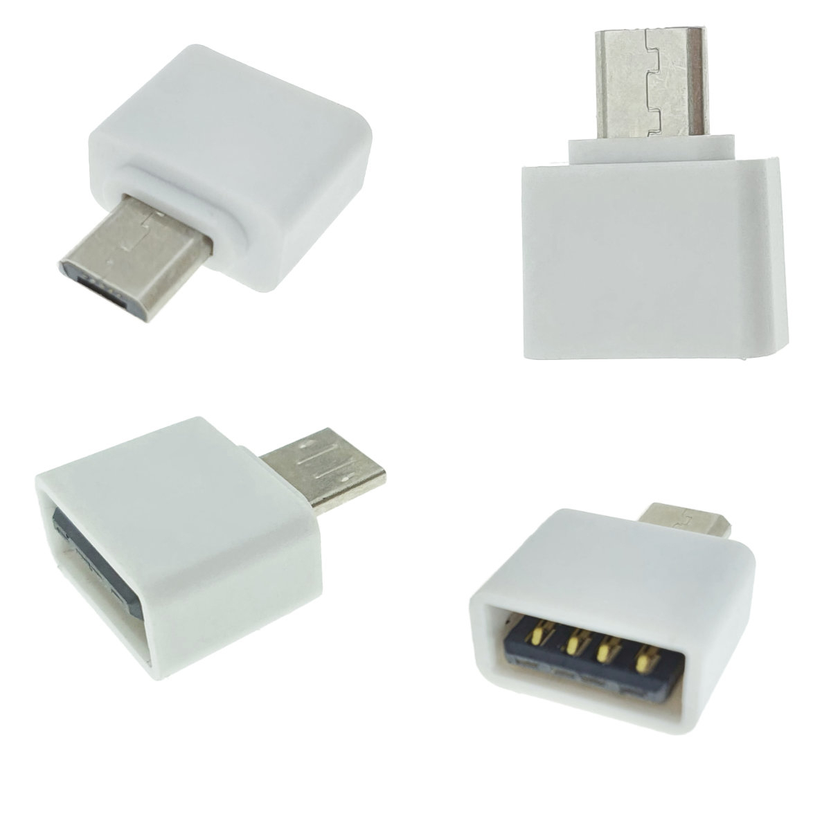 Adaptor OTG USB 2.0 mama la microUSB tata, alimentare, conectare si transfer de date, alb [2]