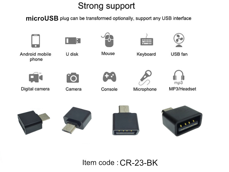 Adaptor OTG USB 2.0 mama la microUSB tata, alimentare, conectare si transfer de date, negru [6]
