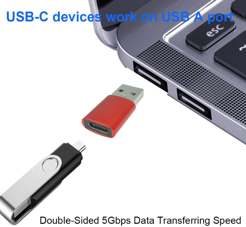 Adaptor OTG USB 3.1 tata la USB tip C mama, carcasa aluminiu, Data C 080, alimentare si transfer de date, rosu [21]