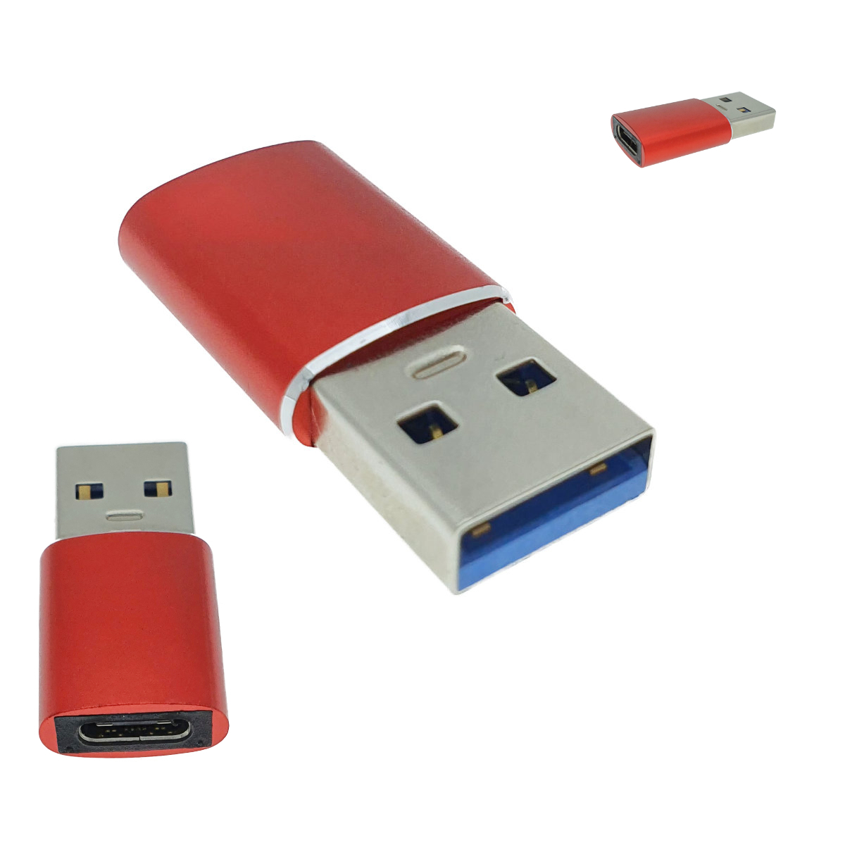 Adaptor OTG USB 3.1 tata la USB tip C mama, carcasa aluminiu, Data C 080, alimentare si transfer de date, rosu [2]