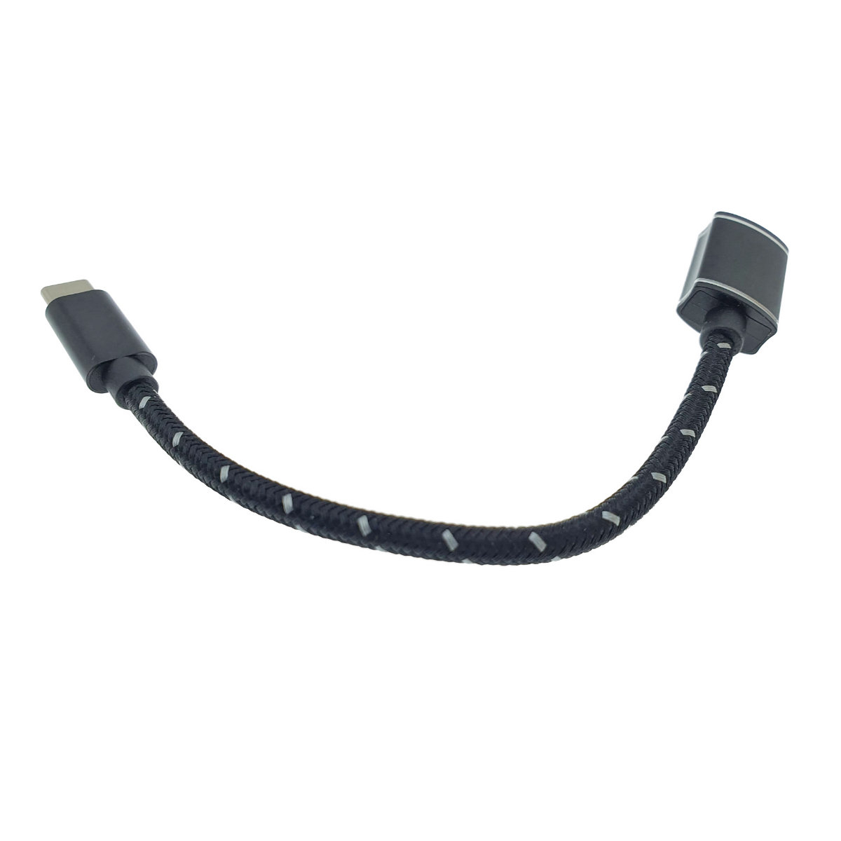 Adaptor premium OTG , USB 3.0 mama la USB tip C tata , Revolution 088, cablu cu invelis textil, carcasa aluminiu, negru [3]
