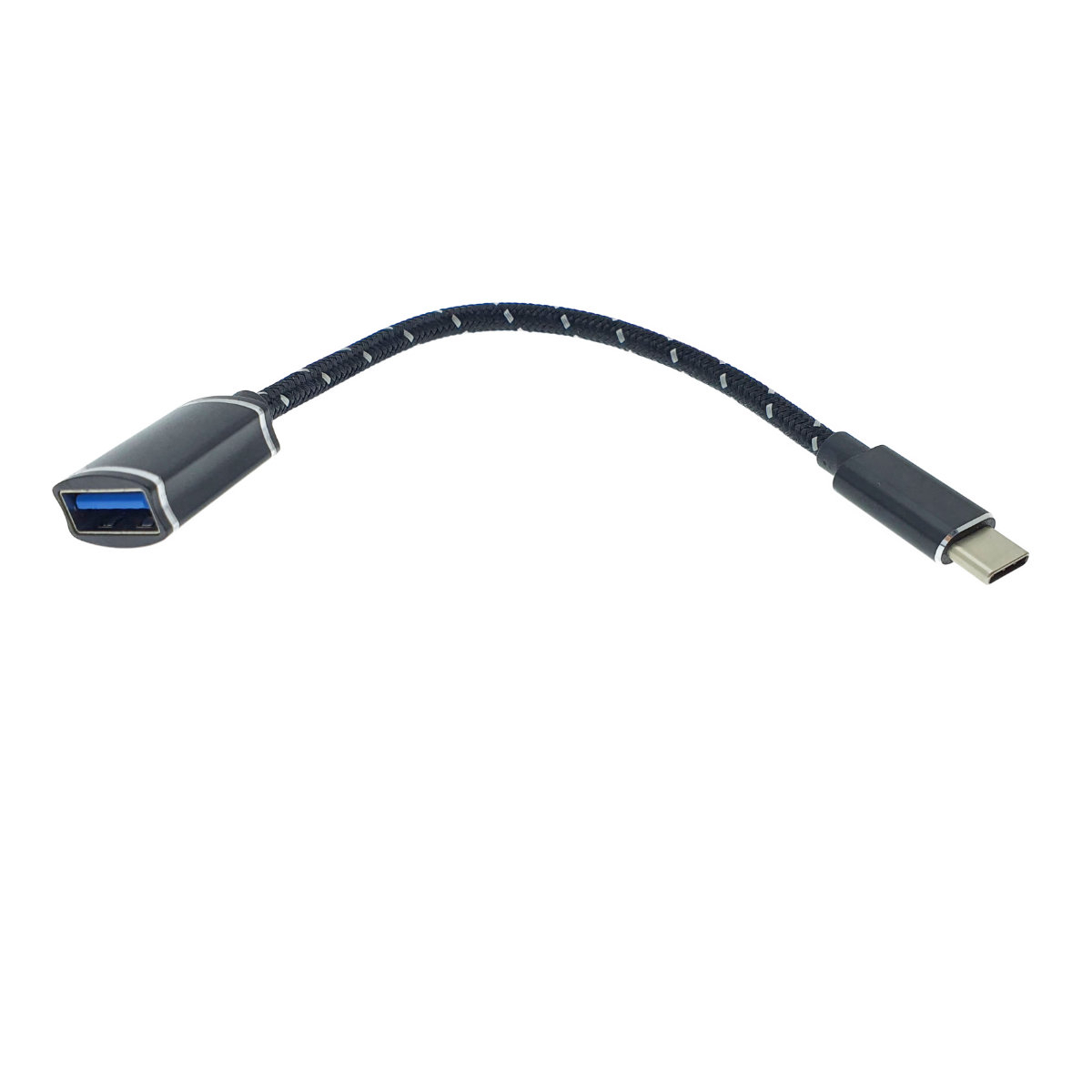 Adaptor premium OTG , USB 3.0 mama la USB tip C tata , Revolution 088, cablu cu invelis textil, carcasa aluminiu, negru [4]