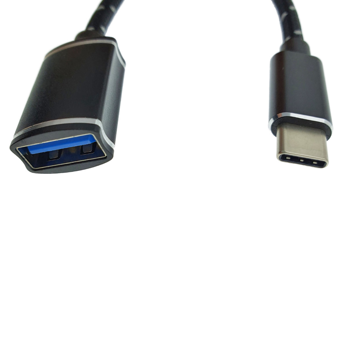 Adaptor premium OTG , USB 3.0 mama la USB tip C tata , Revolution 088, cablu cu invelis textil, carcasa aluminiu, negru [7]