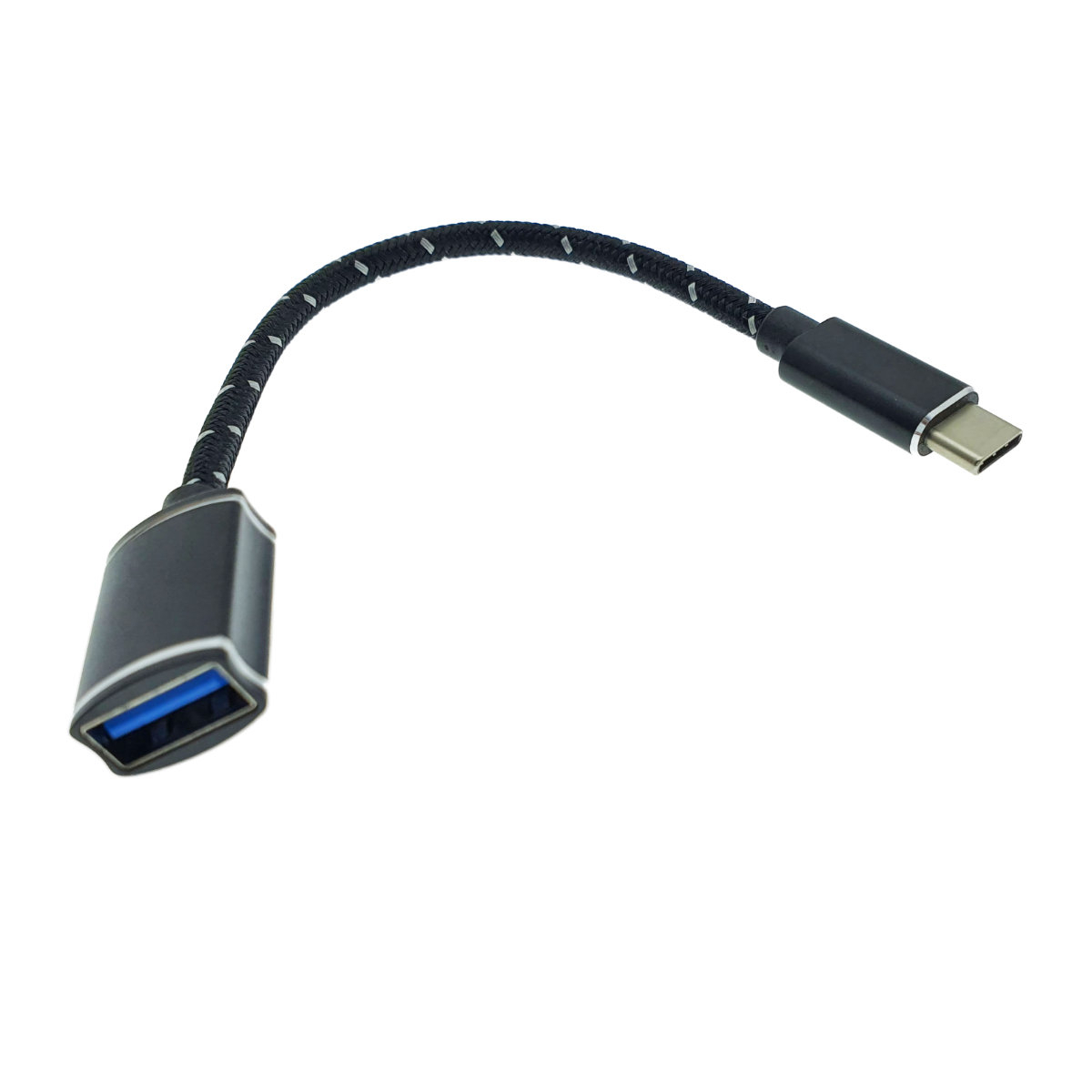 Adaptor premium OTG , USB 3.0 mama la USB tip C tata , Revolution 088, cablu cu invelis textil, carcasa aluminiu, negru [1]