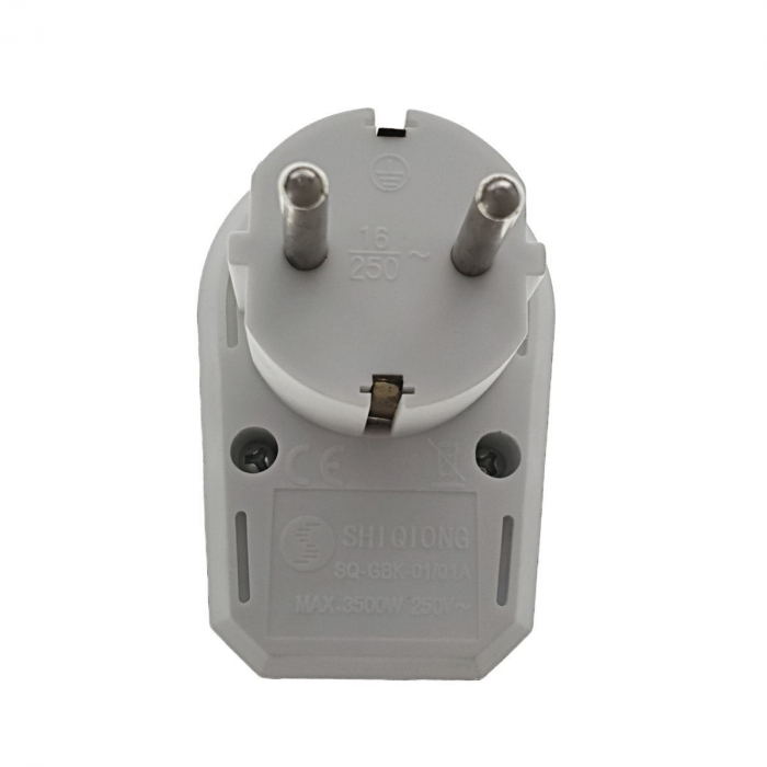 Adaptor priza Schuko,1x16A,maxim 3500W,250V,cu intrerupator,alb,50909 [2]