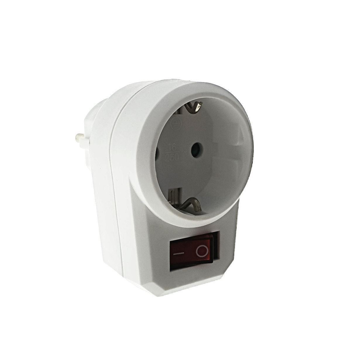 Adaptor priza Schuko,1x16A,maxim 3500W,250V,cu intrerupator,alb,50909 [5]