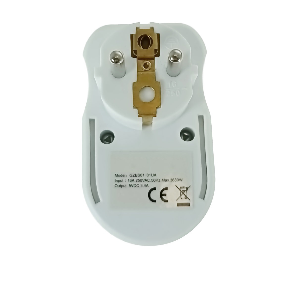 Adaptor priza Schuko cu 2xUSB, 21906, 5V 3.4A, 3680W, 250V 16A, alb [3]