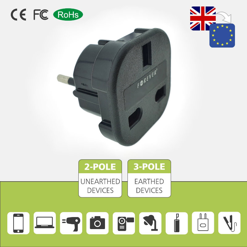 Adaptor priza UK la tip priza Europa, Forever 39437, negru [7]