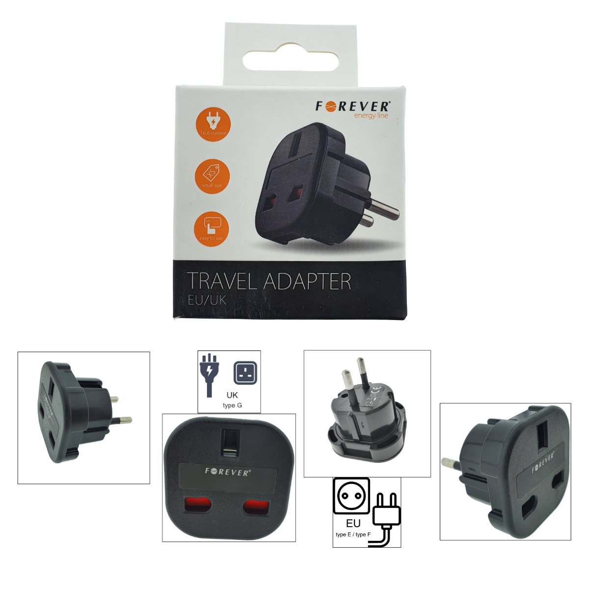 Adaptor priza UK la tip priza Europa, Forever 39437, negru [6]