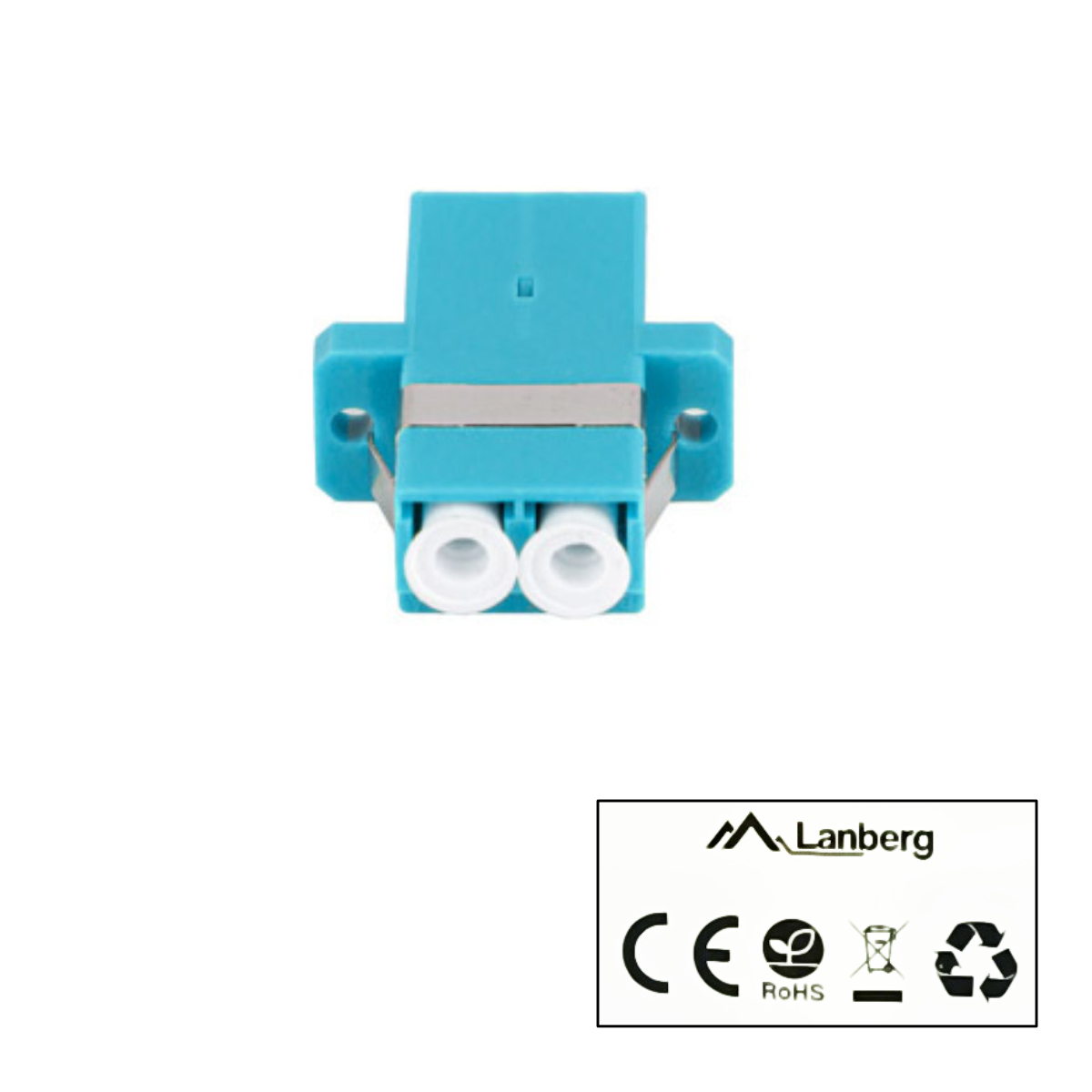 Adaptor retea fibra optica cu conectori LC/UPC, Lanberg 43375, MM DUPLEX OM3, turcoaz [3]