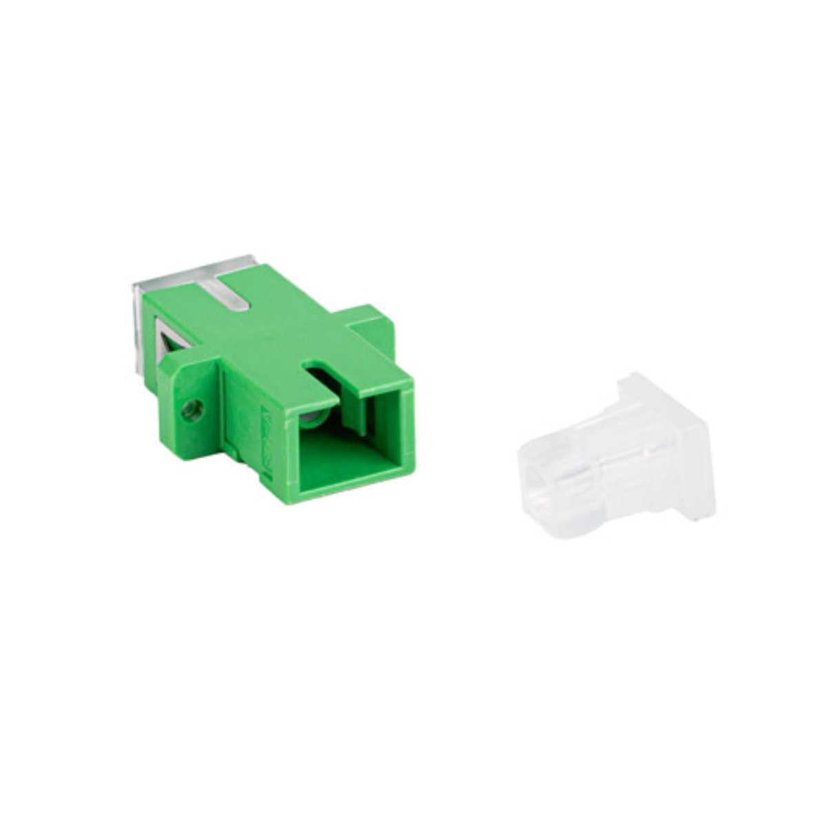 Adaptor retea fibra optica cu conectori SC/APC, Lanberg 43380, SM SIMPLEX, cu capace transparente, verde [3]