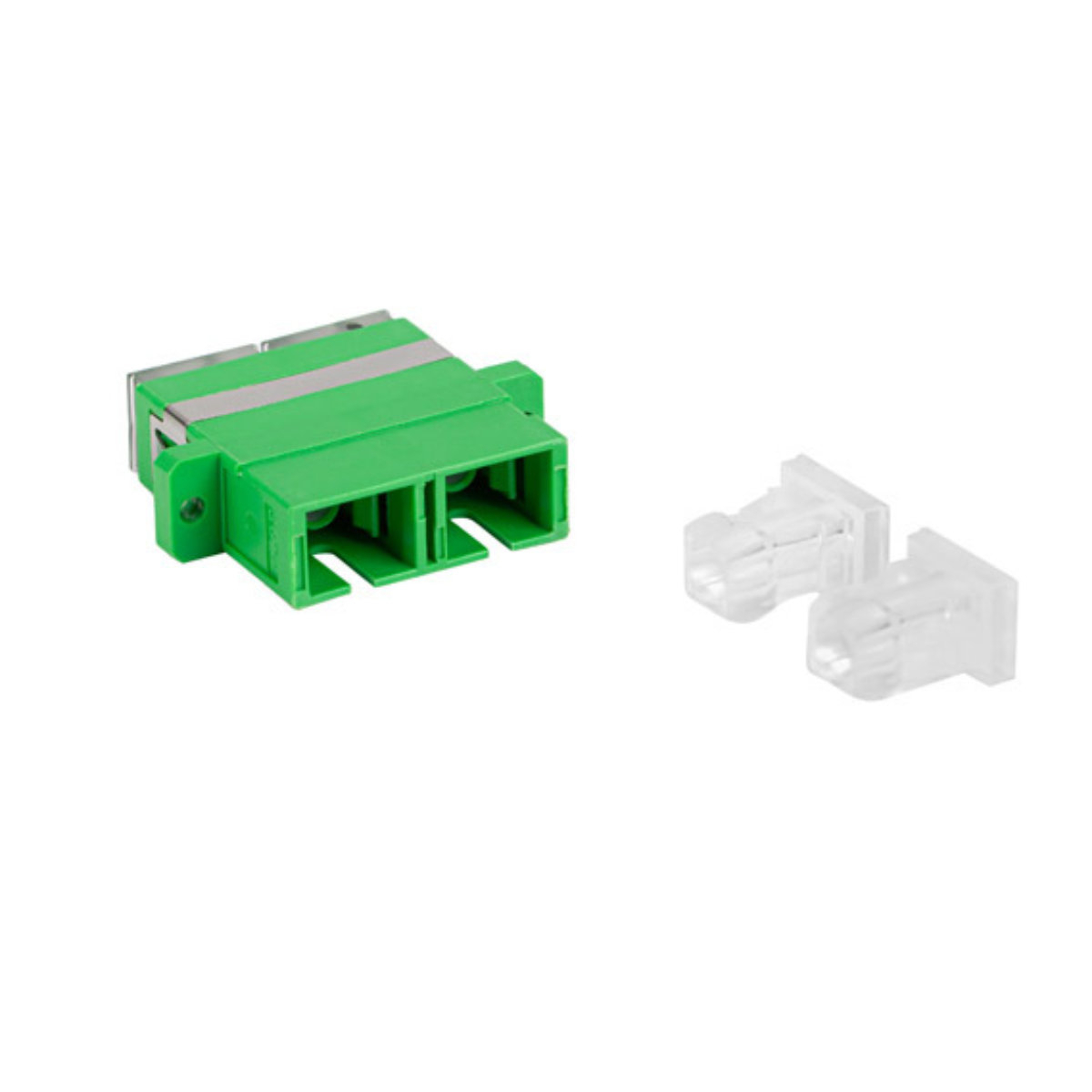 Adaptor retea fibra optica cu conectori SC/APC, Lanberg 43381, SM DUPLEX, capace transparente, verde [1]