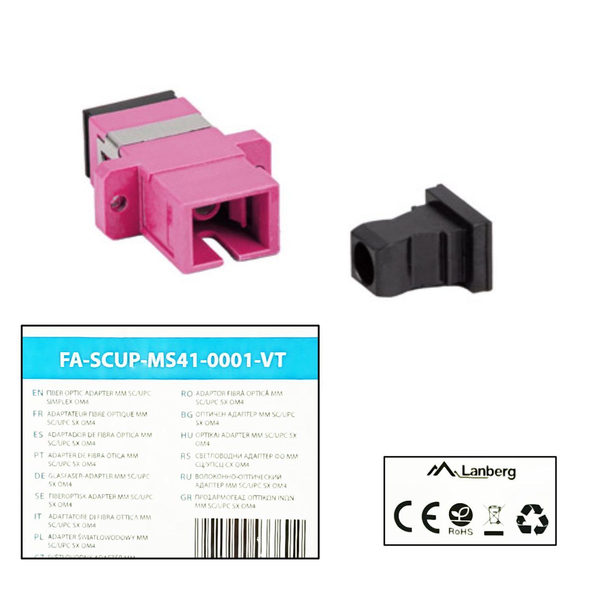 Adaptor retea fibra optica cu conectori SC/UPC, Lanberg 43369, MM SIMPLEX OM4, violet [5]