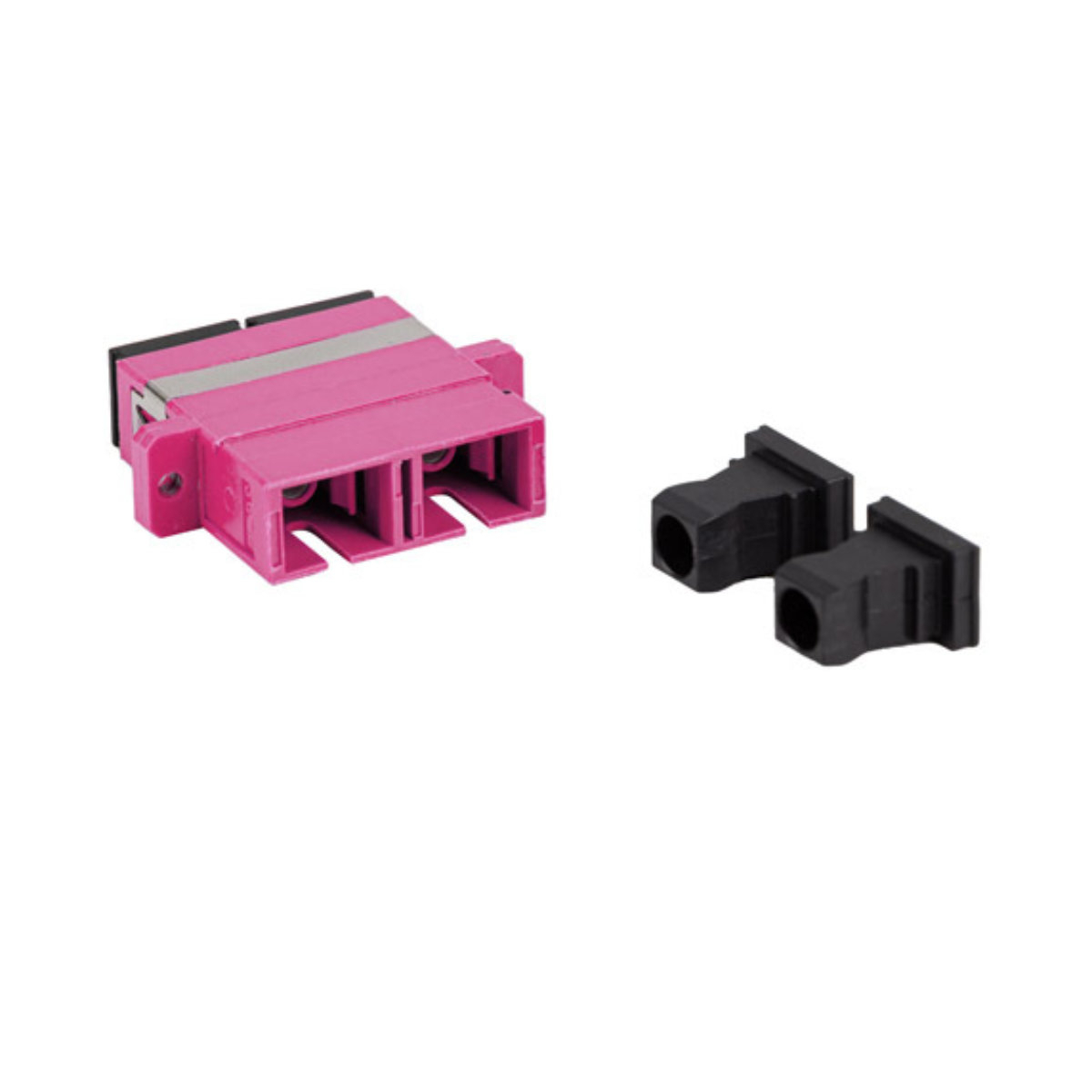 Adaptor retea fibra optica cu conectori SC/UPC, Lanberg 43370, MM DUPLEX OM4, cu capace negre, violet [1]