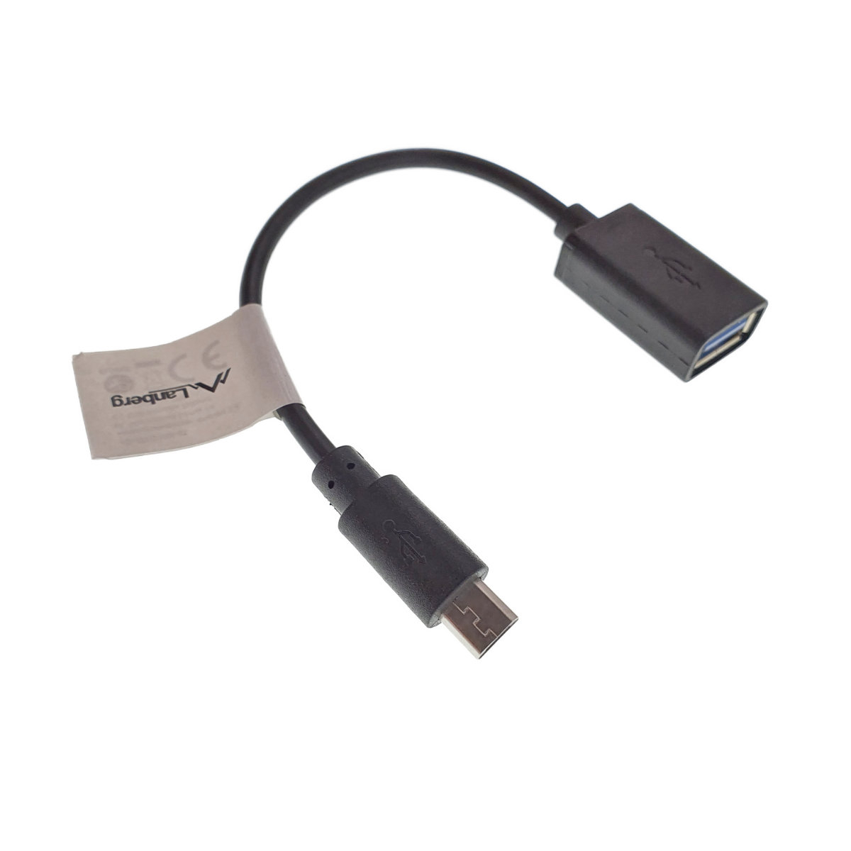 Adaptor USB 2.0 OTG Lanberg 42444, microUSB tata la USB mama, cablu 15 cm, negru [2]