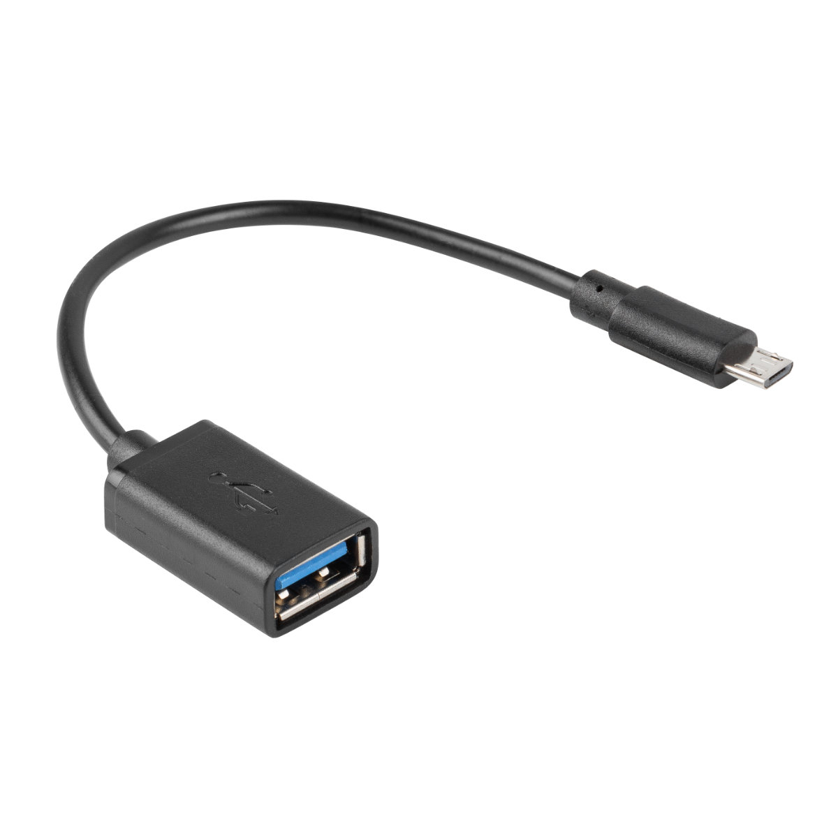 Adaptor USB 2.0 OTG Lanberg 42444, microUSB tata la USB mama, cablu 15 cm, negru [3]