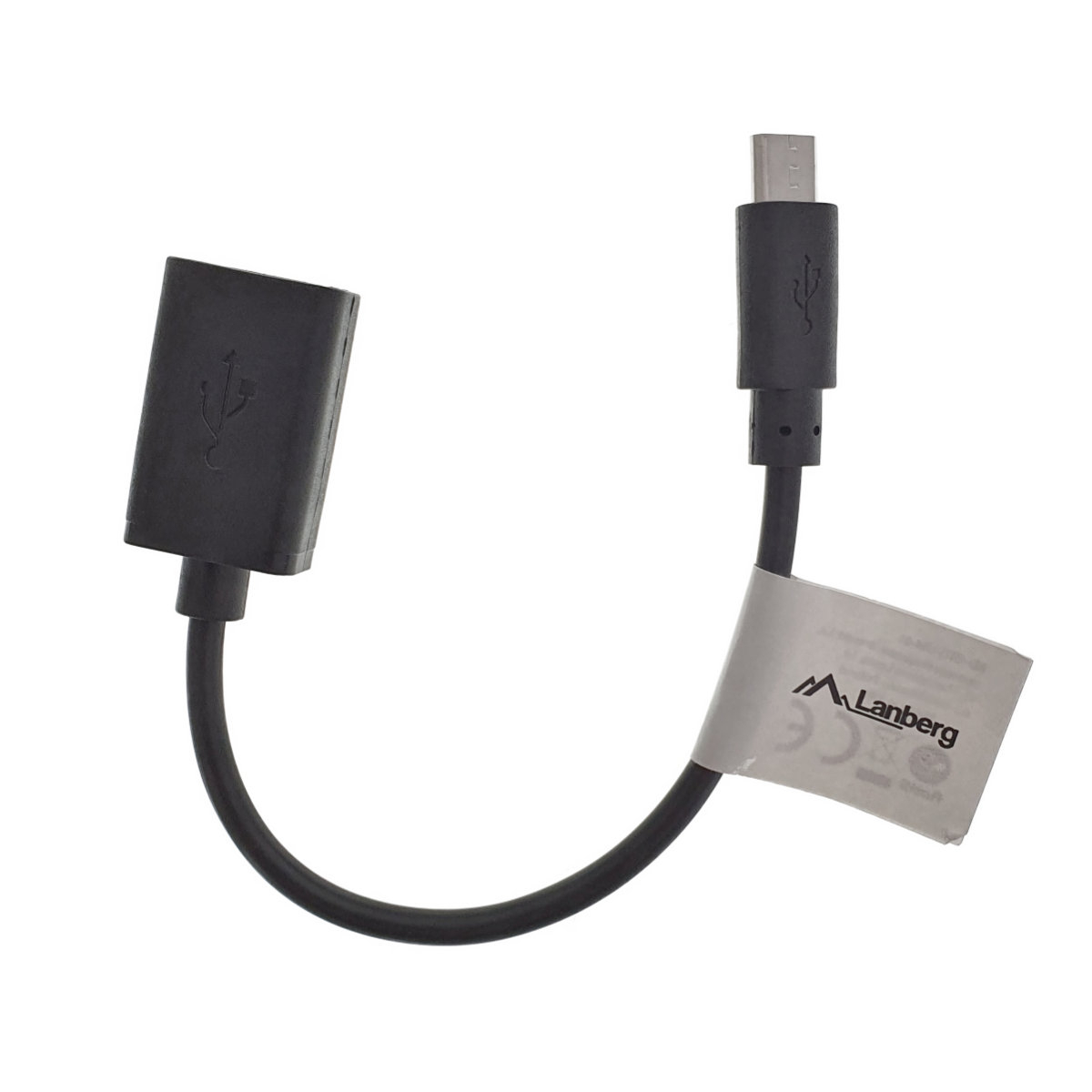 Adaptor USB 2.0 OTG Lanberg 42444, microUSB tata la USB mama, cablu 15 cm, negru [4]