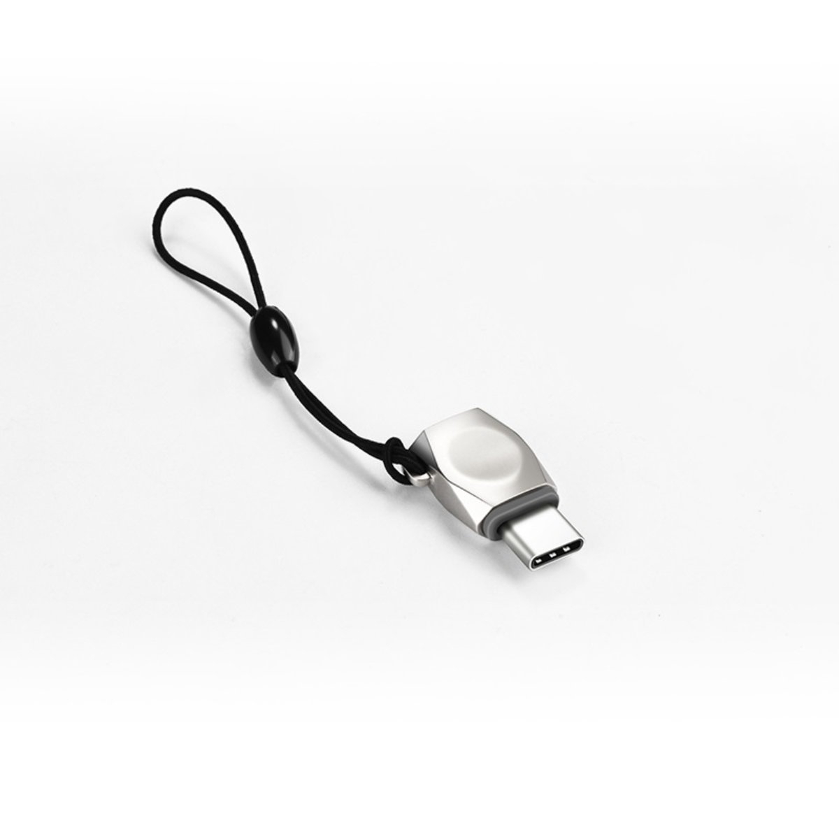 Adaptor USB tip C tata la microUSB mama, HOCO UA8, carcasa aliaj de zinc, cu snur elastic, argintiu [11]