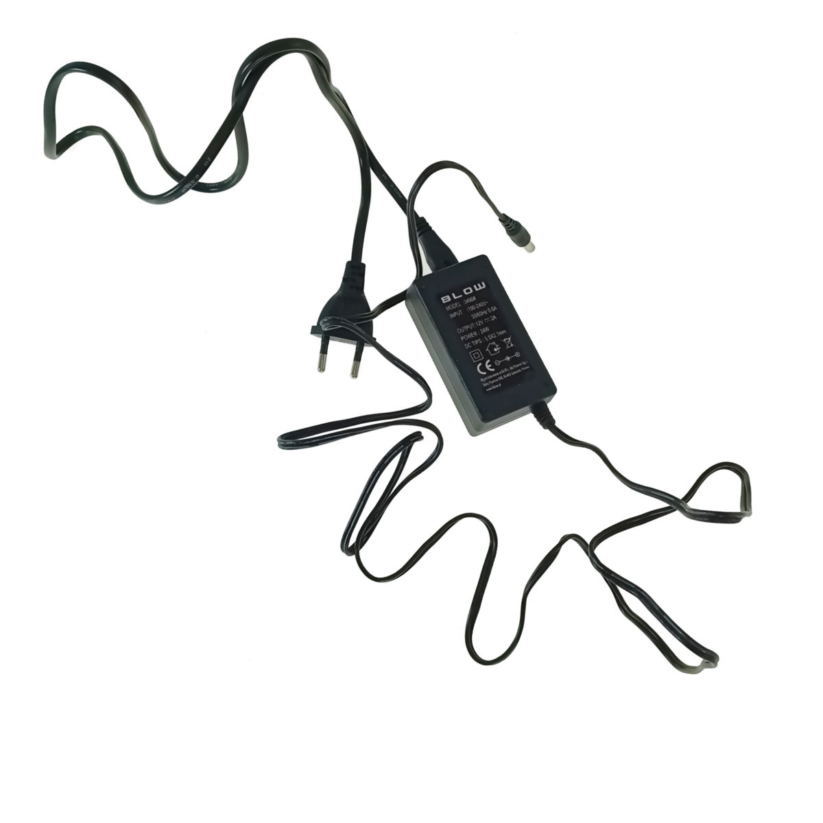 Alimentator de 12V-2A, 24W, cu mufa jack 2.1x5.5mm, cabluri alimentare de 1.5m si 1m, Blow 08115, negru [4]
