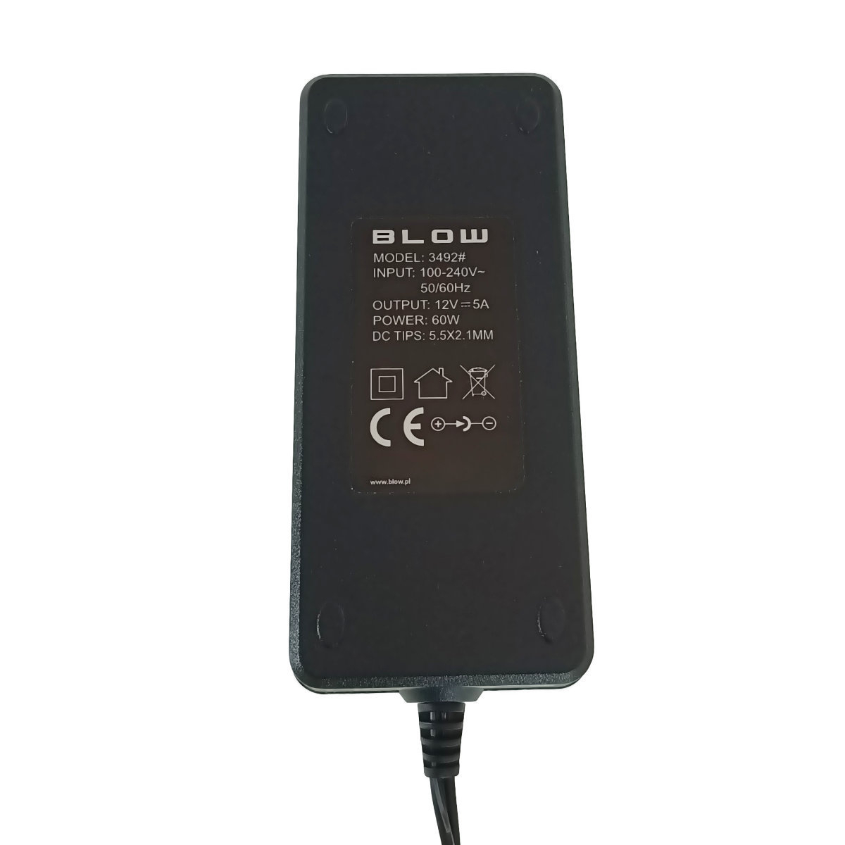 Alimentator de 12V-5A, 60W, cu mufa jack 2.1x5.5mm, cabluri alimentare de 1.2m si 1m, Blow 08112, negru [4]