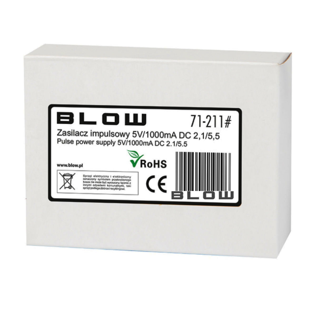Alimentator de 5V-1A, 5W, cu mufa jack 2.1x5.5mm, Blow 11929, cablu de 1.1m, negru [6]