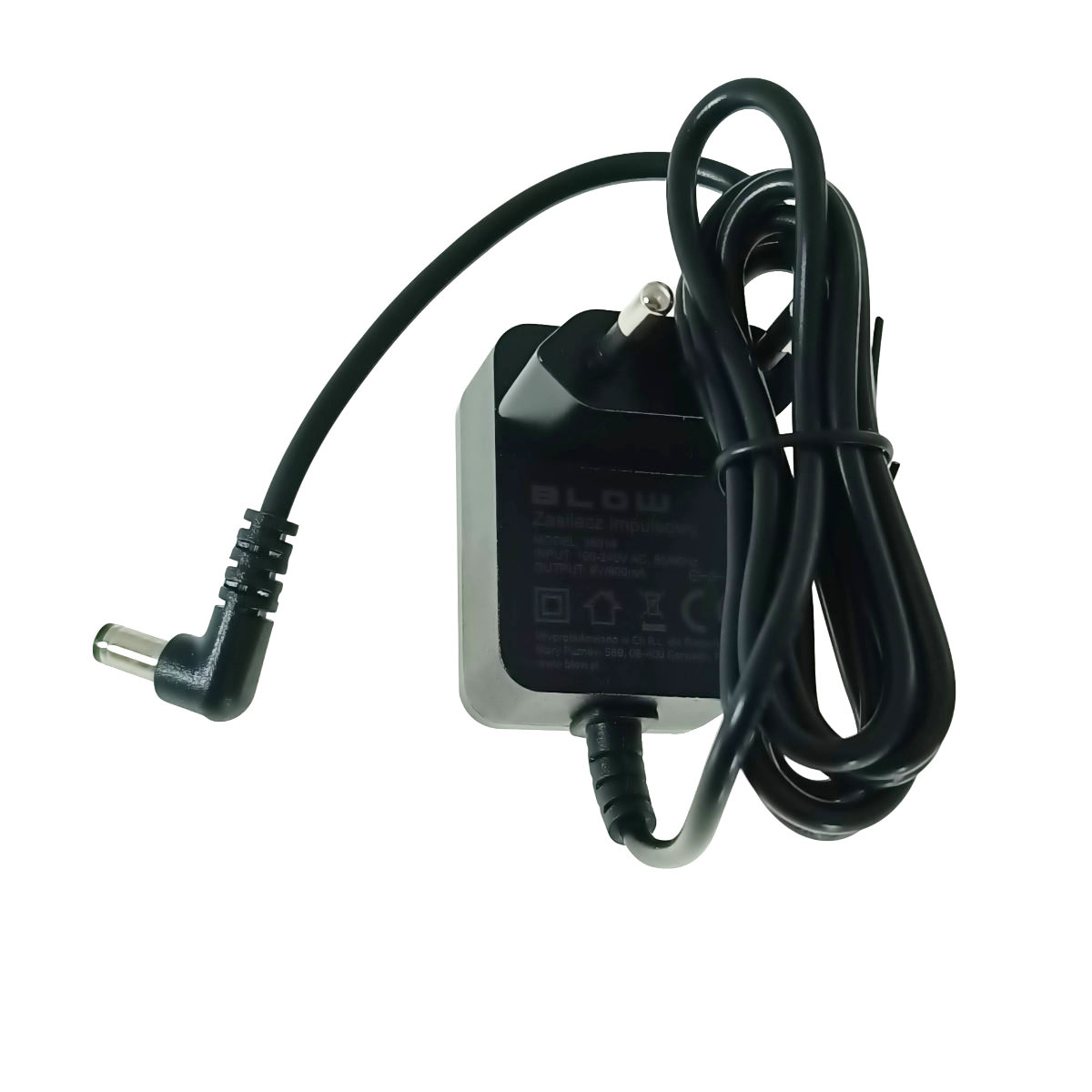 Alimentator de 6V-0.8A, 5W, cu mufa jack 2.1x5.5mm la 90 grade, Blow 10281, cablu de 1.2m, negru [2]