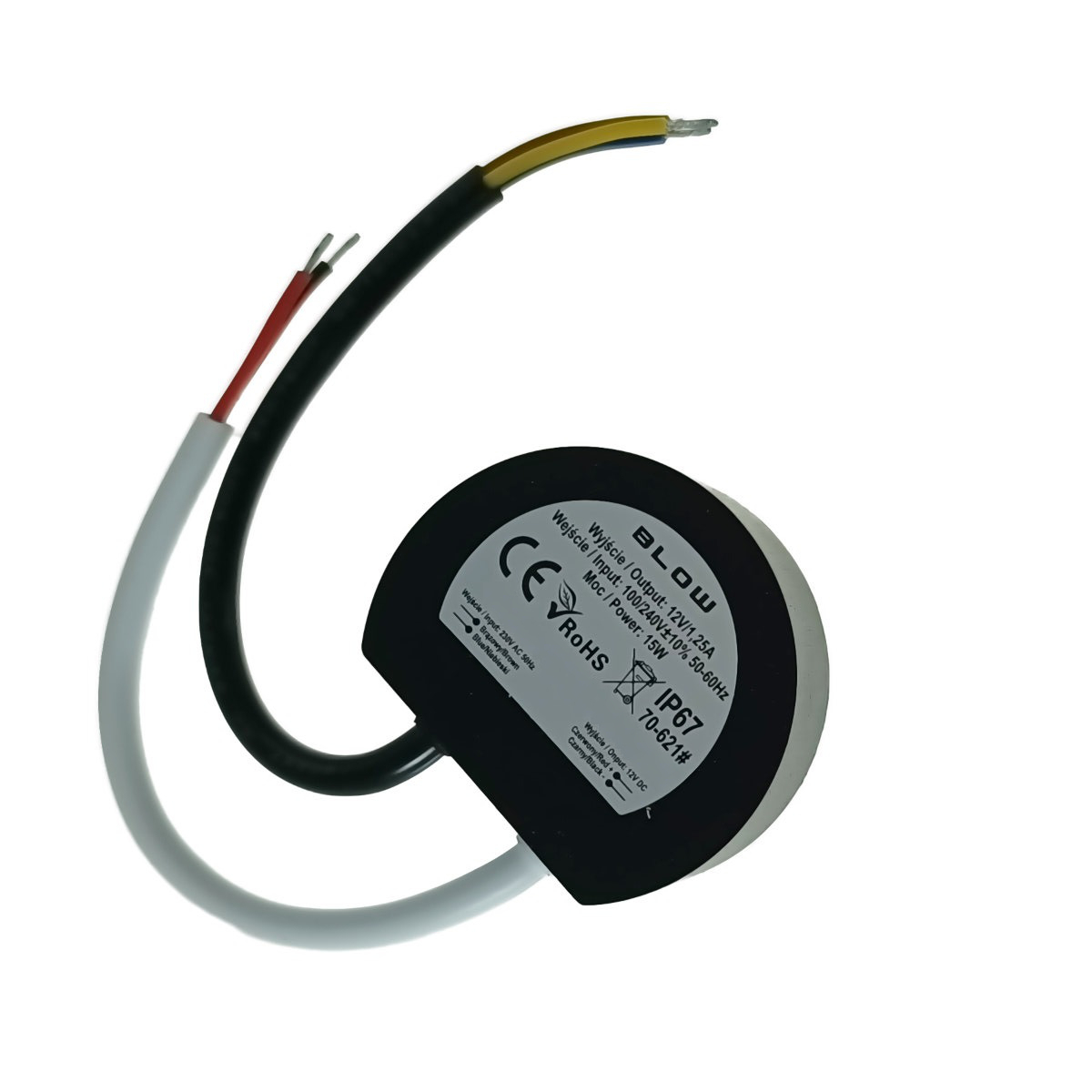 Alimentator plat pentru LED-uri, 220V la 12V-1.25A, 15W, Blow, IP67, negru [2]