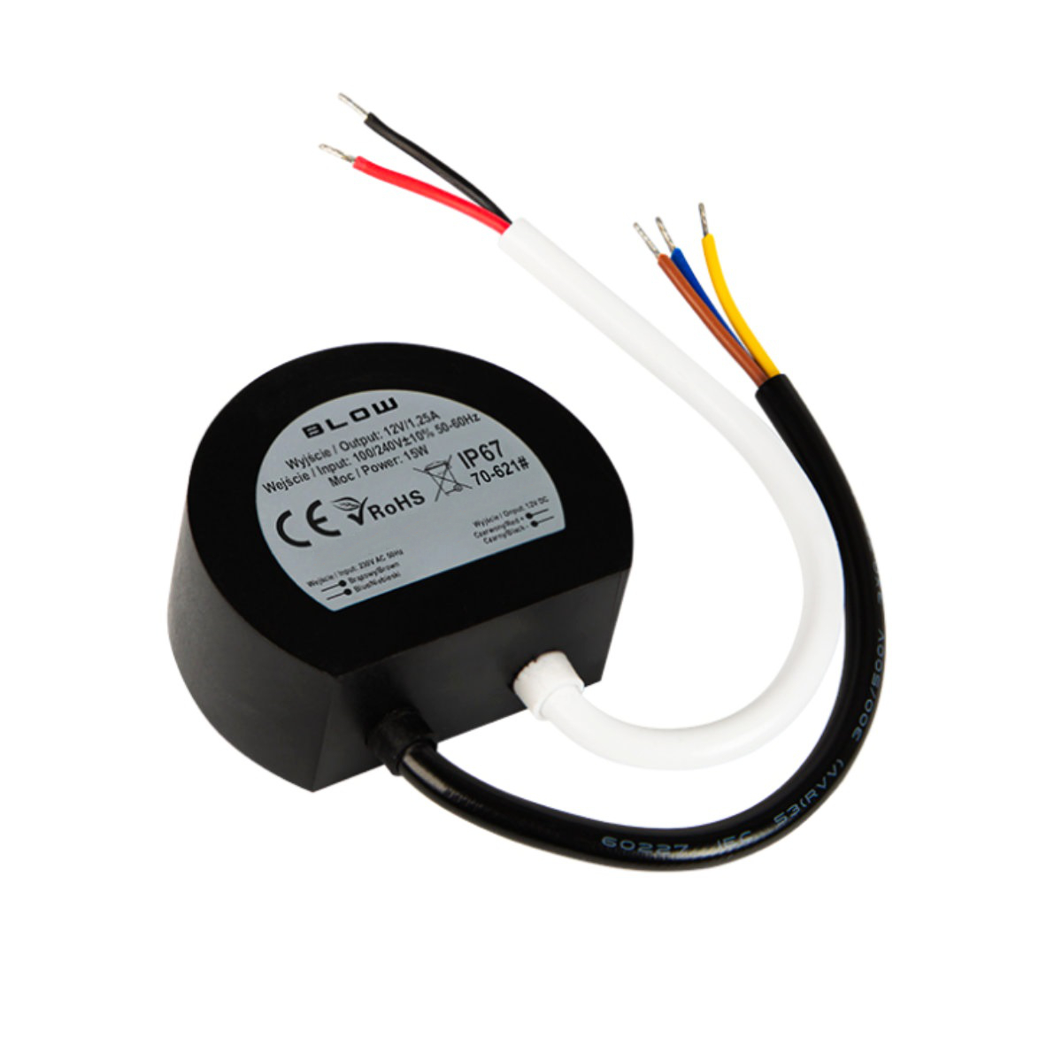 Alimentator plat pentru LED-uri, 220V la 12V-1.25A, 15W, Blow, IP67, negru [1]