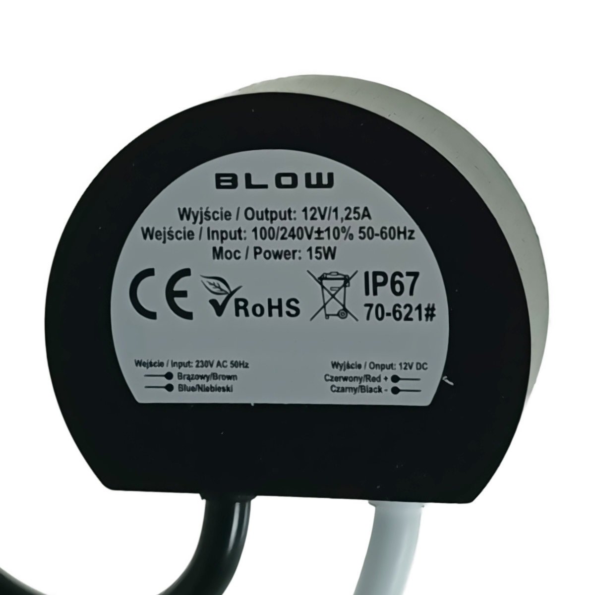 Alimentator plat pentru LED-uri, 220V la 12V-1.25A, 15W, Blow, IP67, negru [3]