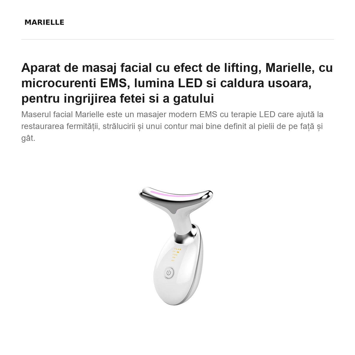 Aparat de masaj facial cu efect de lifting, Marielle, cu microcurenti EMS, lumina LED si caldura usoara, pentru ingrijirea fetei si a gatului [2]