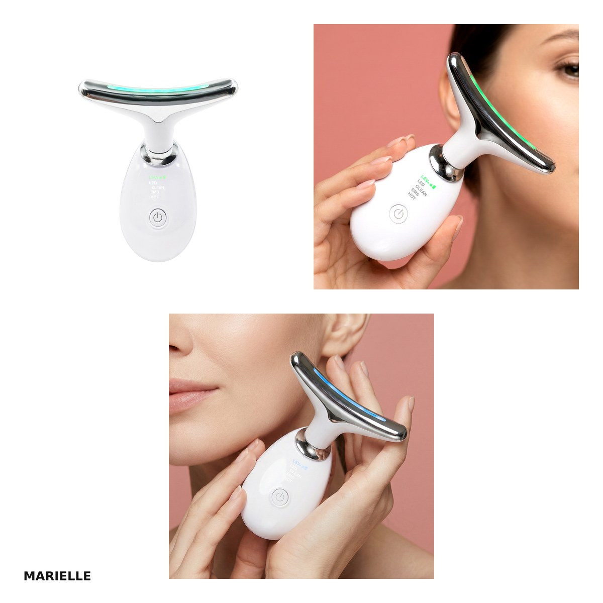 Aparat de masaj facial cu efect de lifting, Marielle, cu microcurenti EMS, lumina LED si caldura usoara, pentru ingrijirea fetei si a gatului [4]