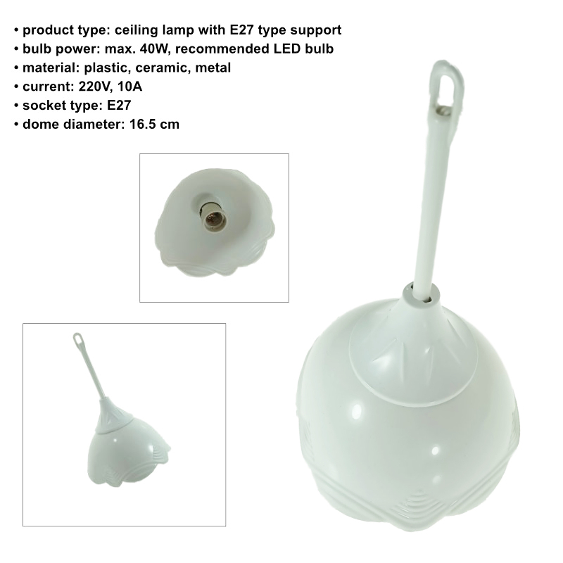 Aplica de tavan cu dulie tip E27 ceramica, cupola de 16cm, 220V, FS-40378, alba [7]