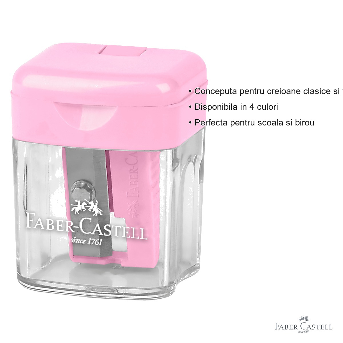 Ascutitoare plastic simpla cu container Faber-Castell, lama de calitate, culori pastel, pentru scoala si birou [3]