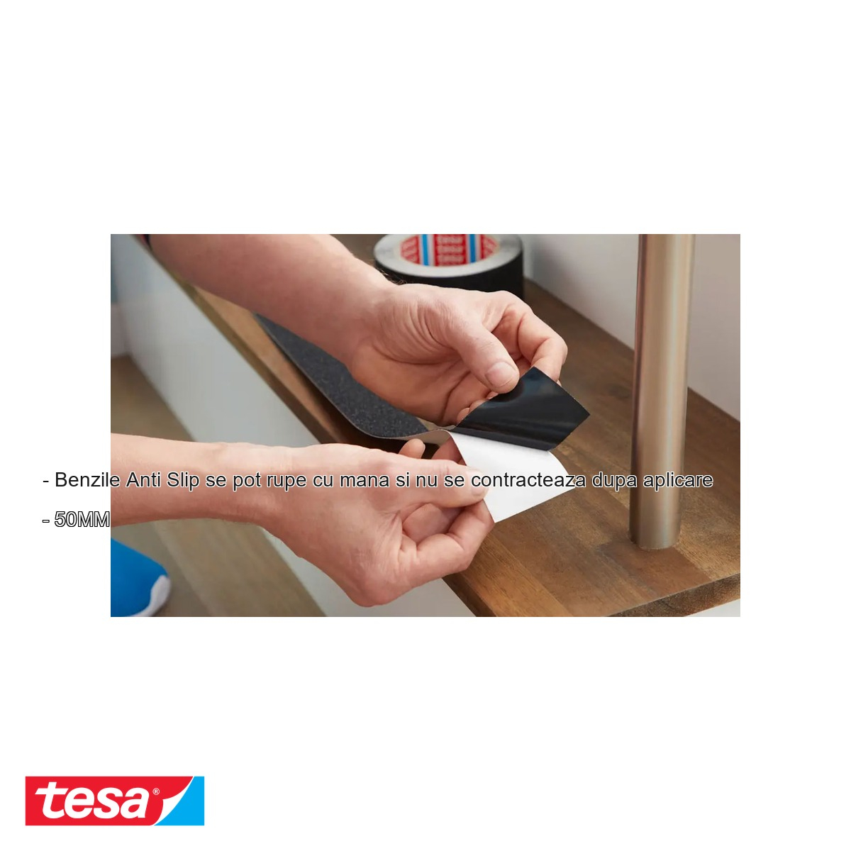 Banda adeziva antialunecare Tesa Anti Slip Professional, neagra, 5m x 50mm, pentru podele industriale [3]