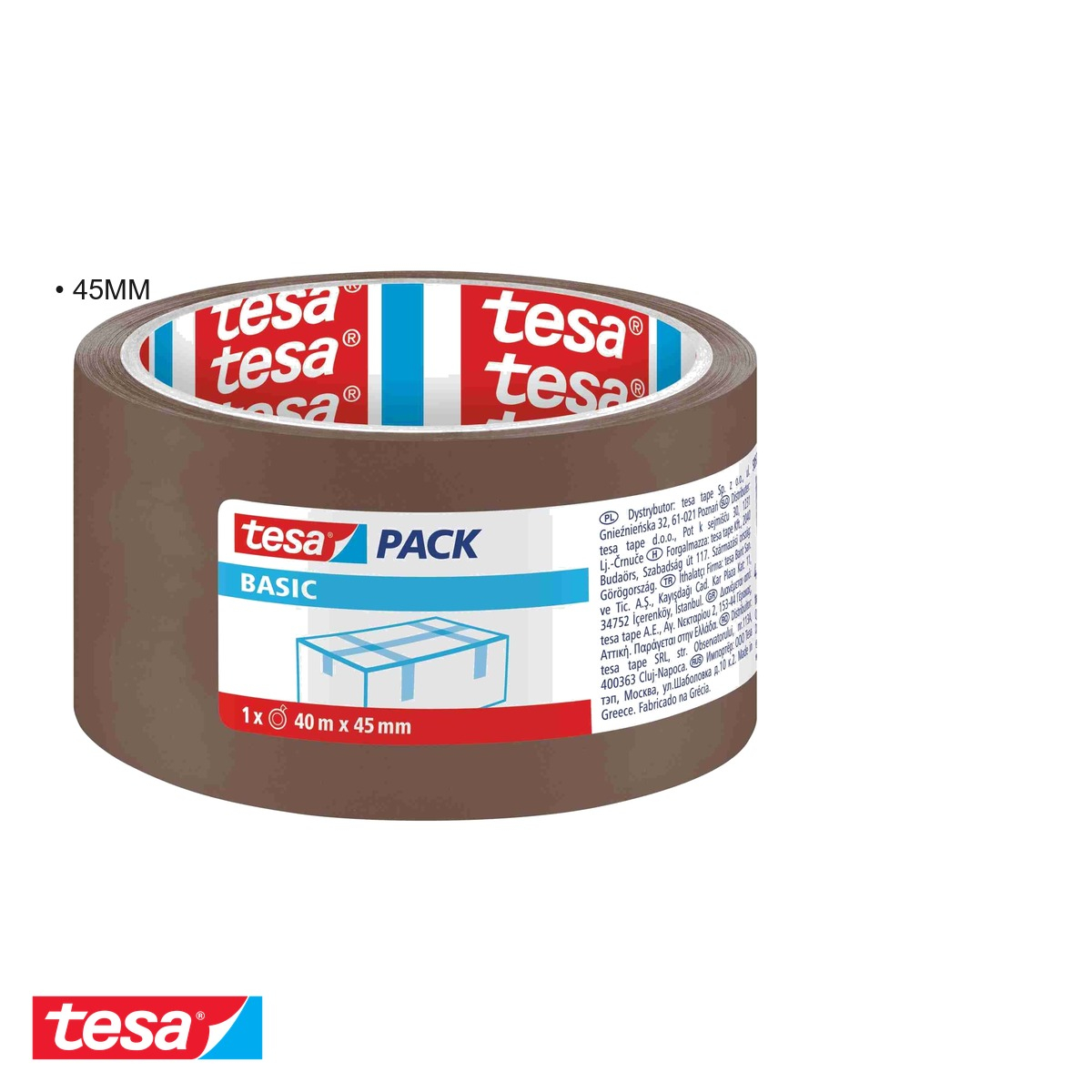 Banda adeziva de ambalare Tesa, maro, acril, 45mm x 40m, rezistenta UV, pentru sigilare cutii si cartoane [5]