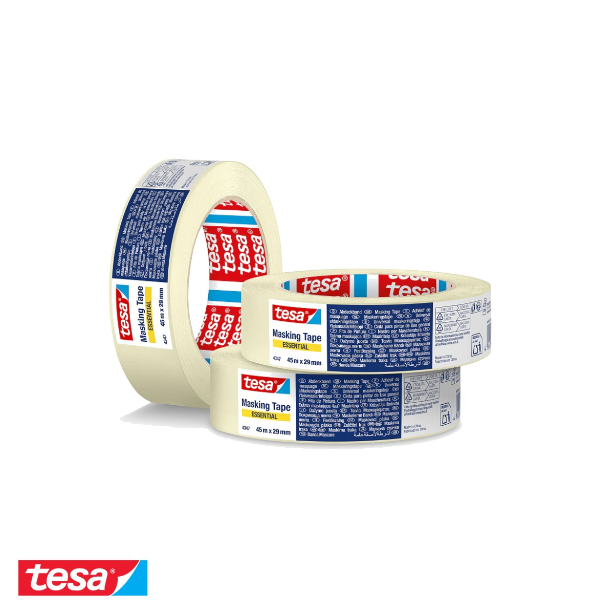 Banda adeziva de mascare Tesa, hartie creponata cu adeziv cauciuc natural, 45m x 29mm, pentru interior [4]