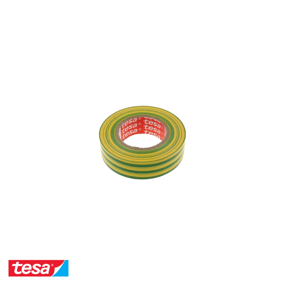 Banda adeziva electroizolatoare Tesa, PVC moale ignifug, galben/verde, 20m x 19mm, pentru izolarea si marcarea cablurilor electrice [2]