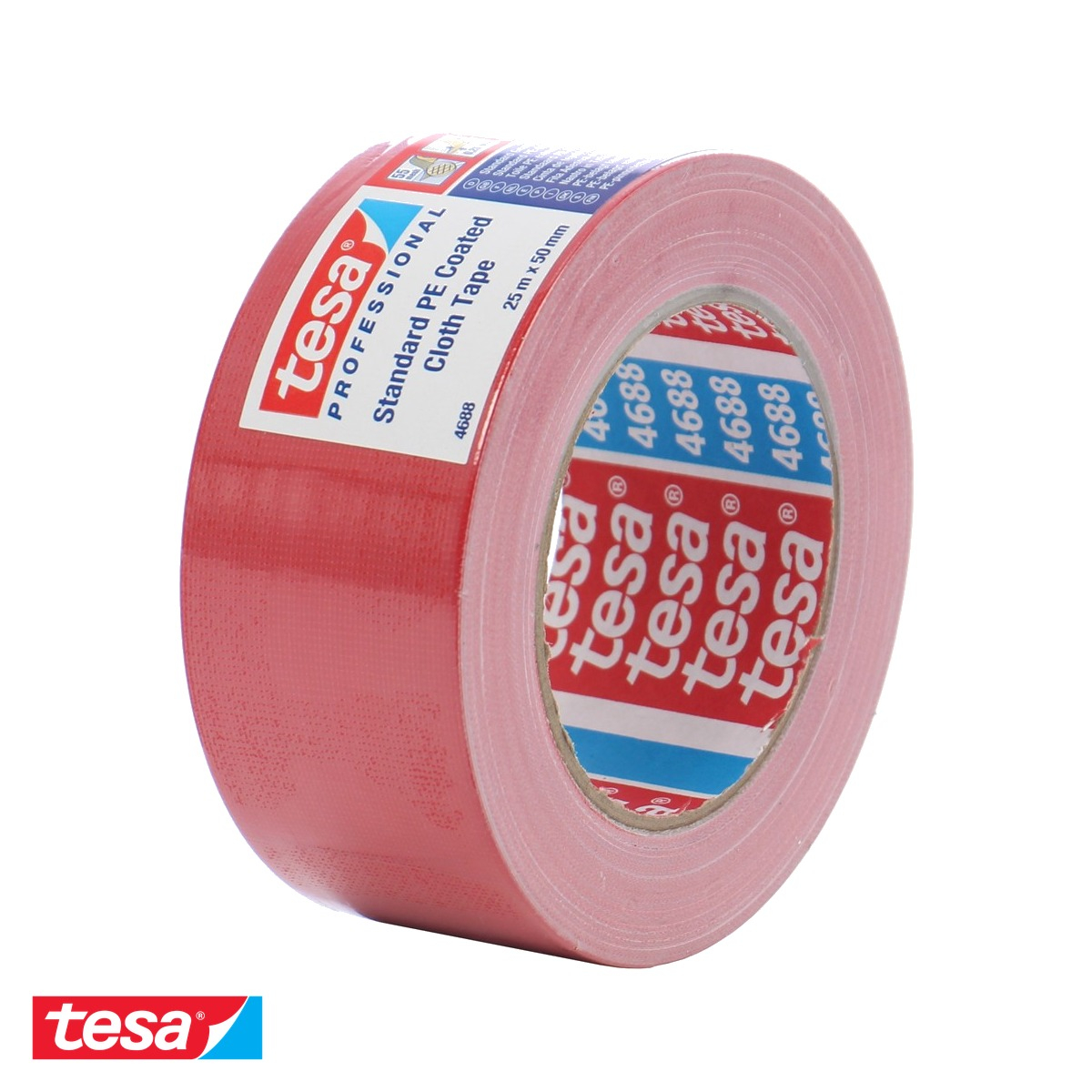 Banda adeziva textila rosie Tesa 4688, rezistenta la apa si caldura, 25m x 50mm, pentru reparatii si ambalare [4]