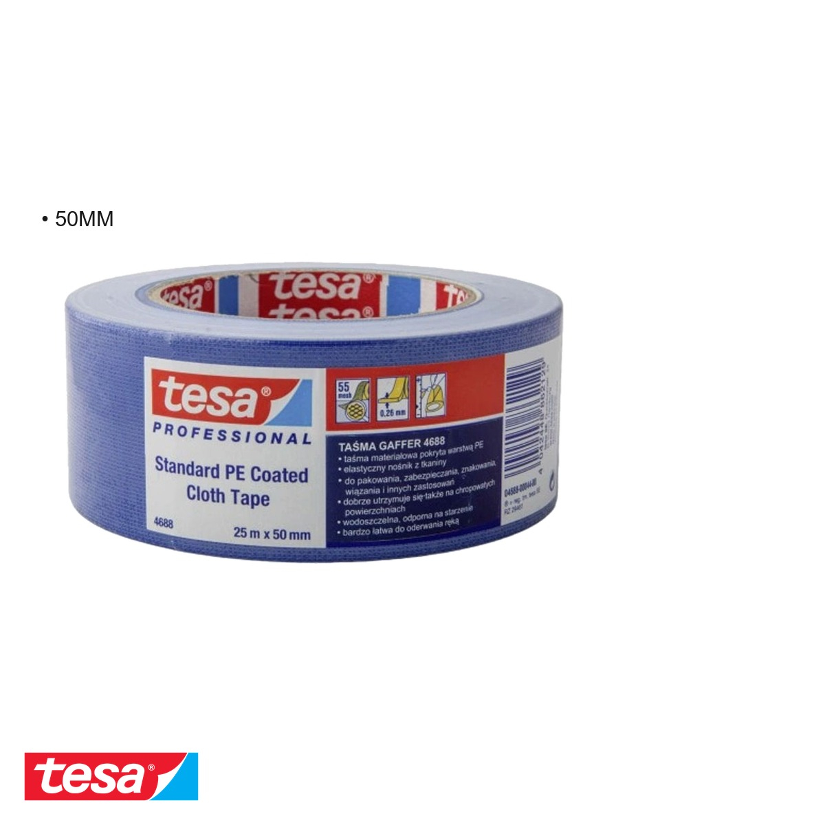 Banda adeziva textila Tesa 4688, albastra, rezistenta si impermeabila, 25m x 50mm, pentru reparatii si mesteri [3]