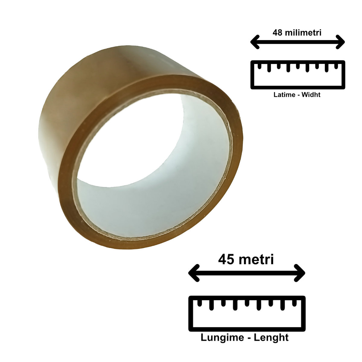 Banda adeziva tip scotch, 48 mm x 45 m, Nova Roll Acril B35048, maro [5]