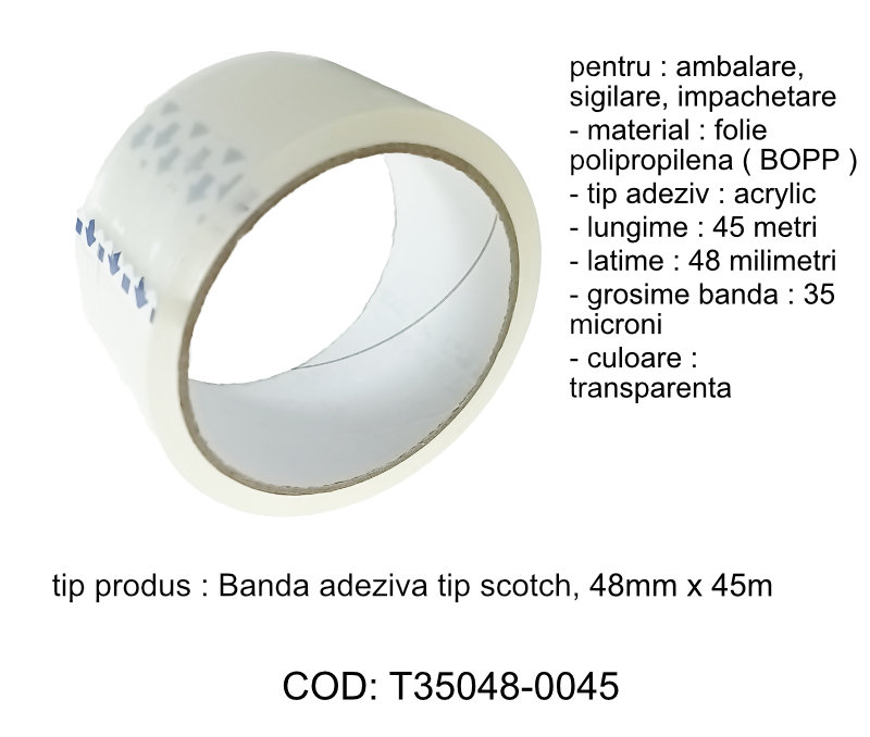 Banda adeziva tip scotch, 48 mm x 45 m, Nova Roll Acril T35048, transparenta [6]
